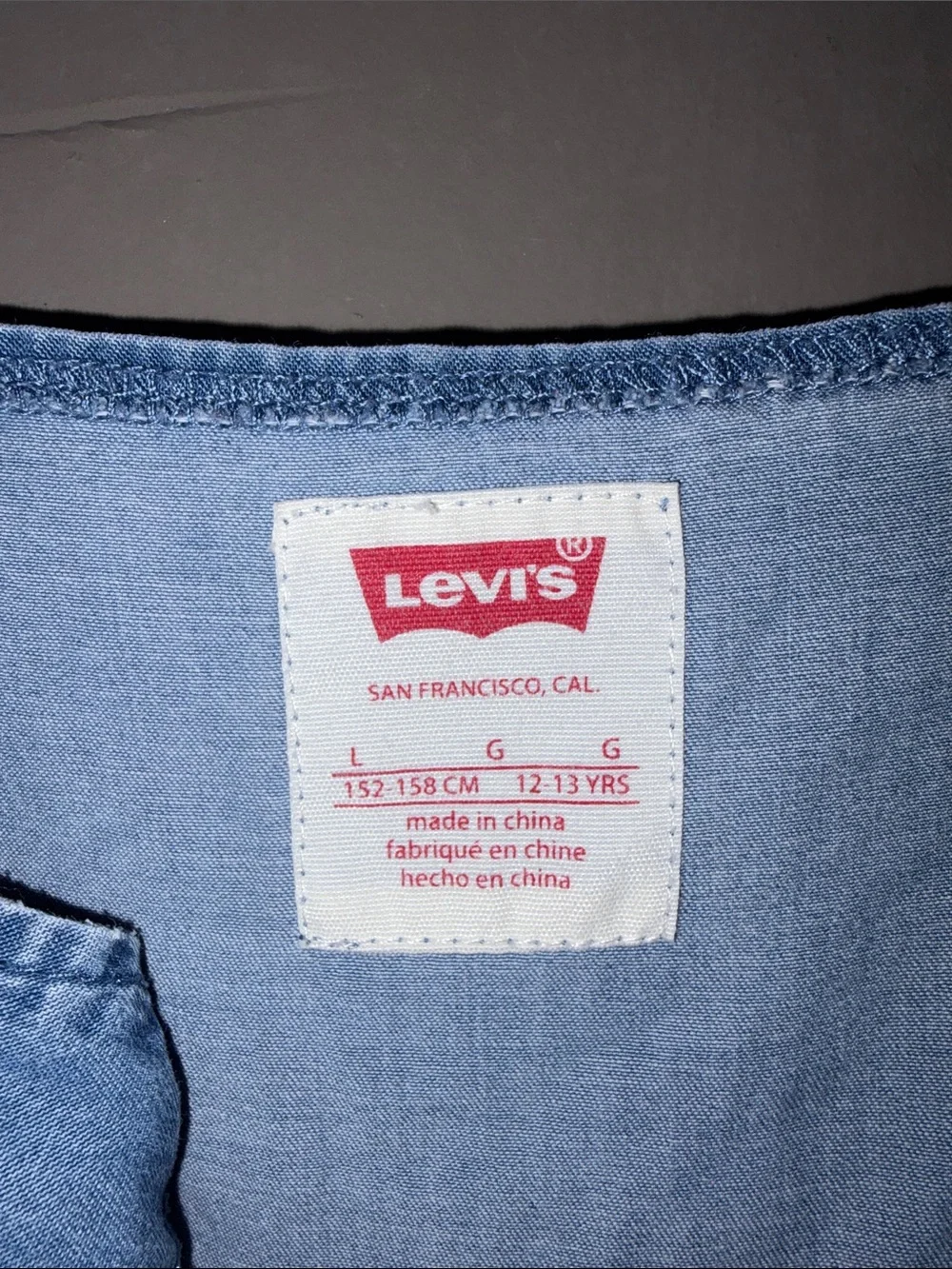 Levi's Light Blue Denim Girls' Romper with Button Front